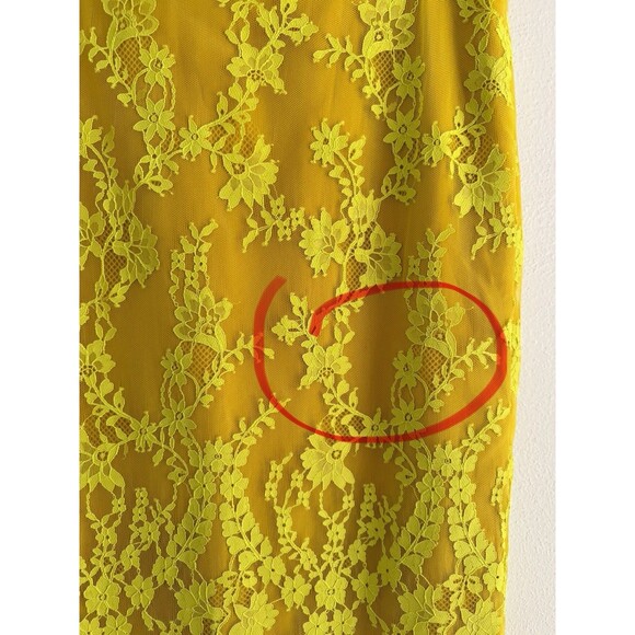 JCrew Chantilly Lace Pencil Skirt Women Size 6  Kiwi Yellow New - Imperfection - Picture 7 of 11